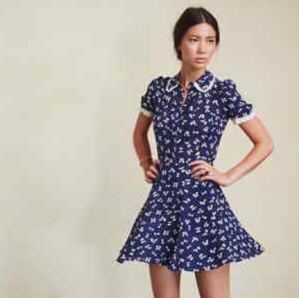 Reformation Navy Blue Floral Mini Dress